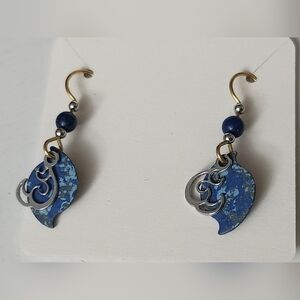 Blue and Silver Dangle Earrings